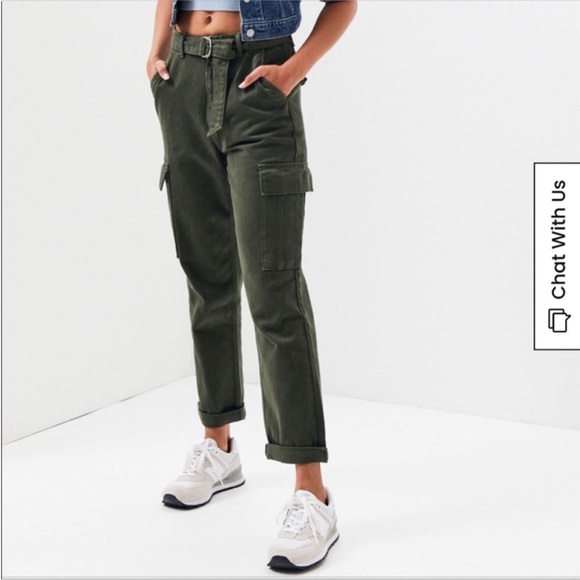 Pacsun Cadet Belted Utility Green High Rise Cargo Pant - Picture 1 of 12